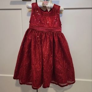 EUC Princess Faith Red 3T Sleeveless Tulle Dress with Sequins